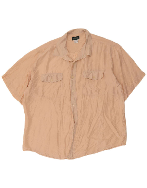 Pura Seta Chemise à manches courtes pour homme Coupe régulière XL Beige Soie