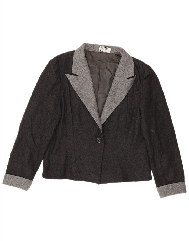 Luisa Spagnoli Veste Blazer 1 Bouton Femme UK 16 Grande Laine Grise