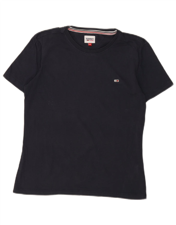 TOMMY HILFIGER T-Shirt Femme Top UK 2 2XS Bleu Marine Coton
