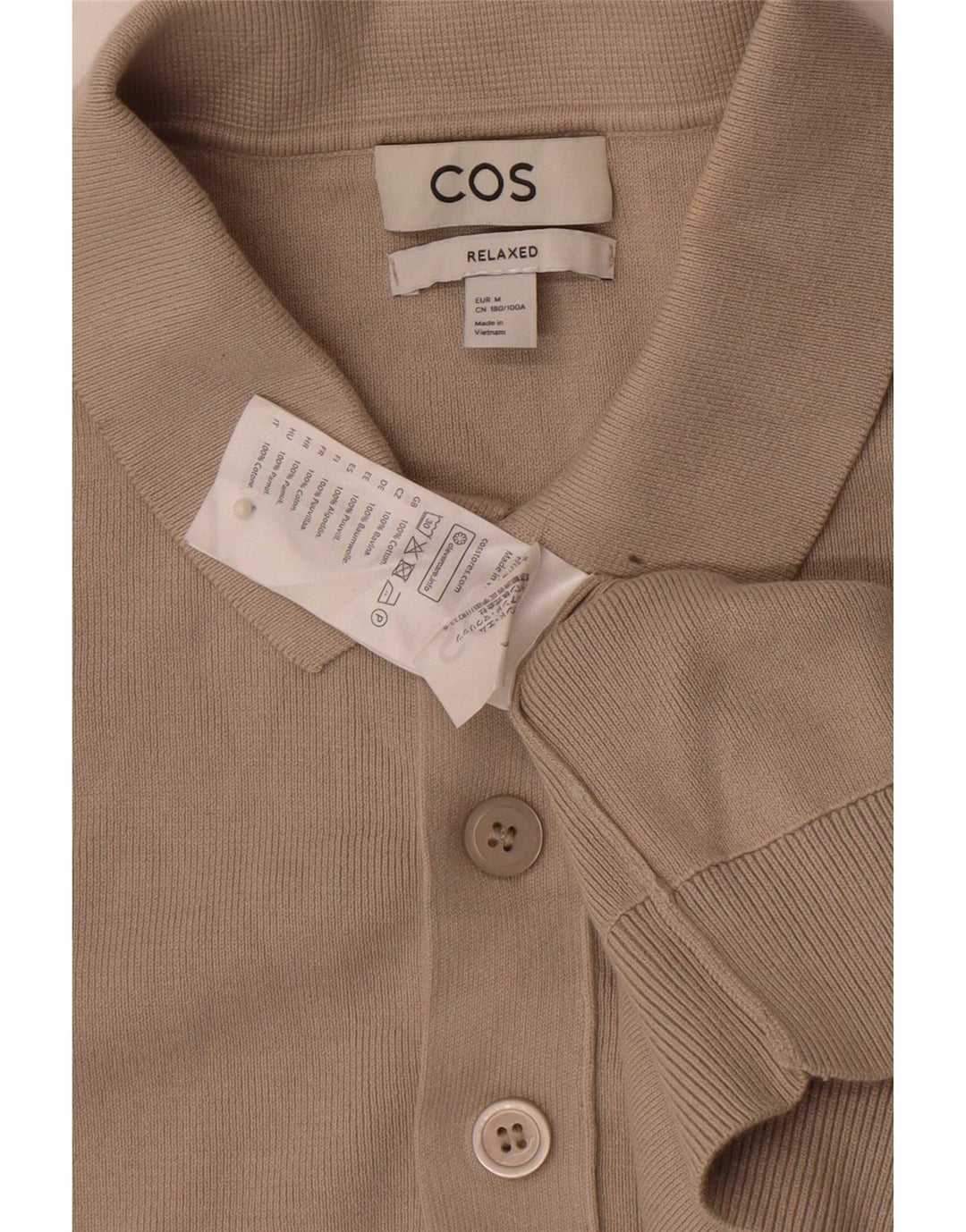 Cos Pull décontracté à col polo pour homme en coton beige moyen