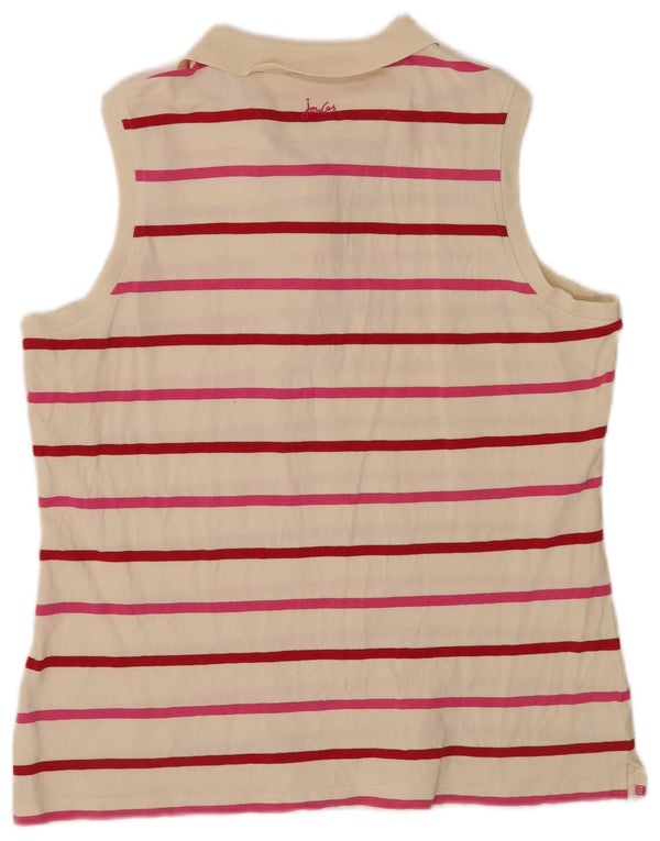 Joules Polo sans manches pour femme UK 18 XL Blanc rayé