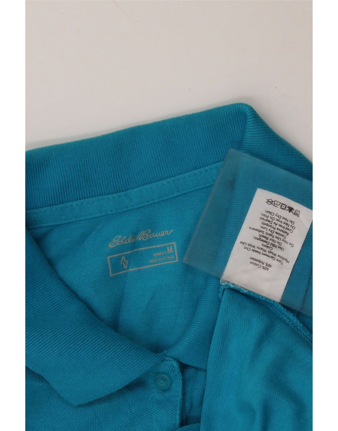 EDDIE BAUER Polo Femme UK 14 Bleu Moyen Coton