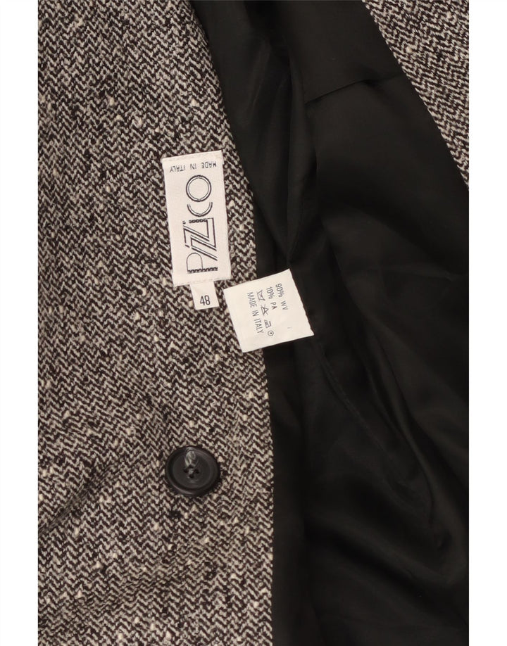 vintage Femme Double Breasted Blazer Veste IT 48 XL Gris Chevrons