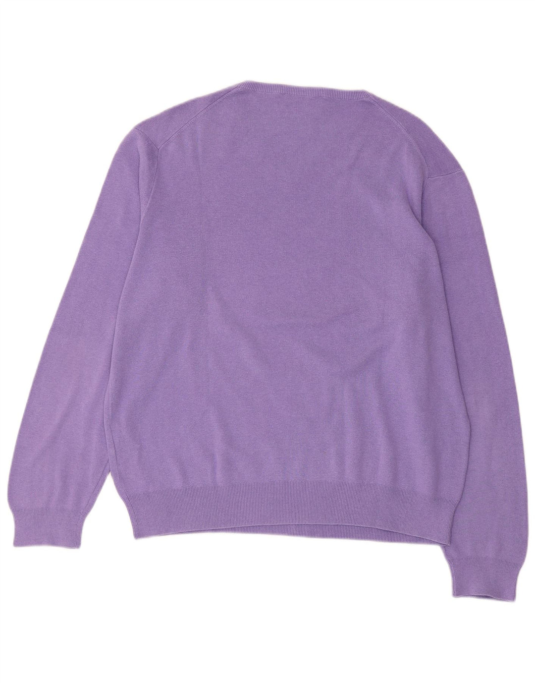 POLO RALPH LAUREN Pull col en V pour femme UK 16 Grand coton violet