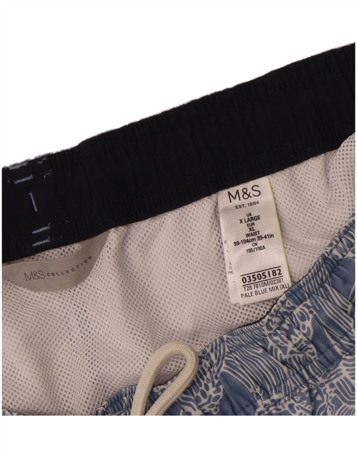 Marks & Spencer Short de Bain à Motif Abstrait Homme XL Bleu Polyester