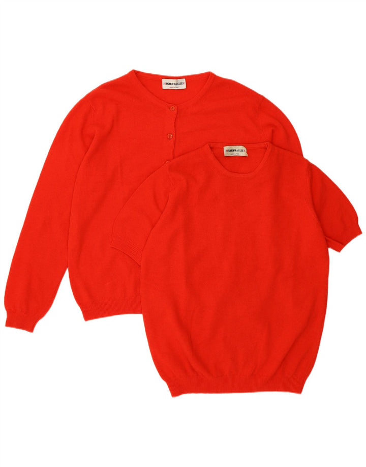 Enara Maglie Ensemble 2 pièces pour femme UK 14 Laine rouge moyen