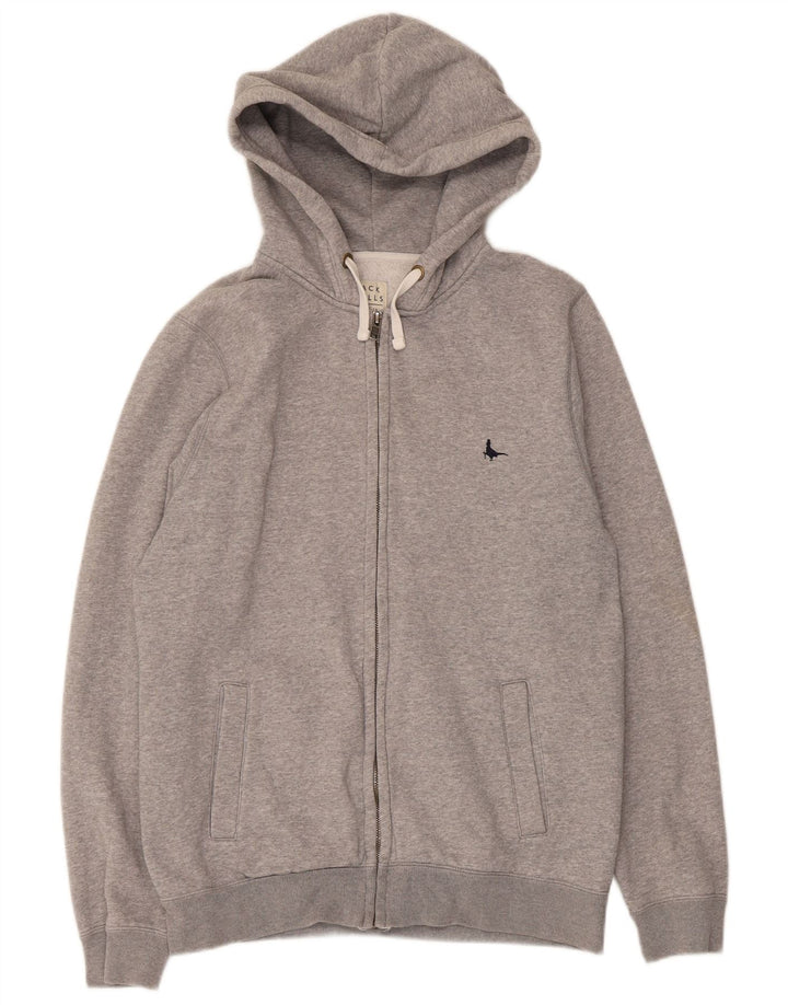 Jack Wills Pull à capuche zippé pour homme en coton moucheté gris moyen