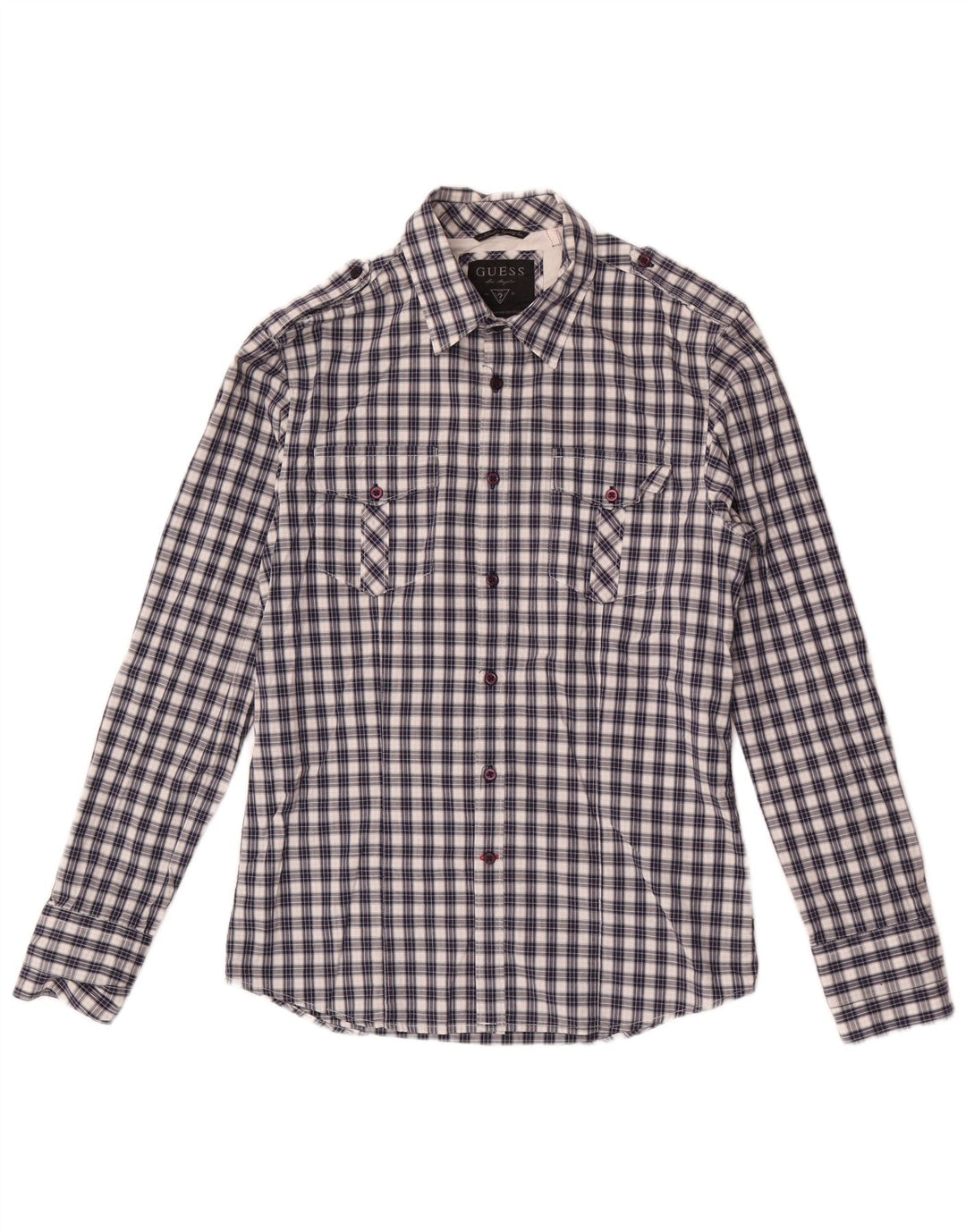 Guess Chemise Homme Petit Carreau Bleu Coton