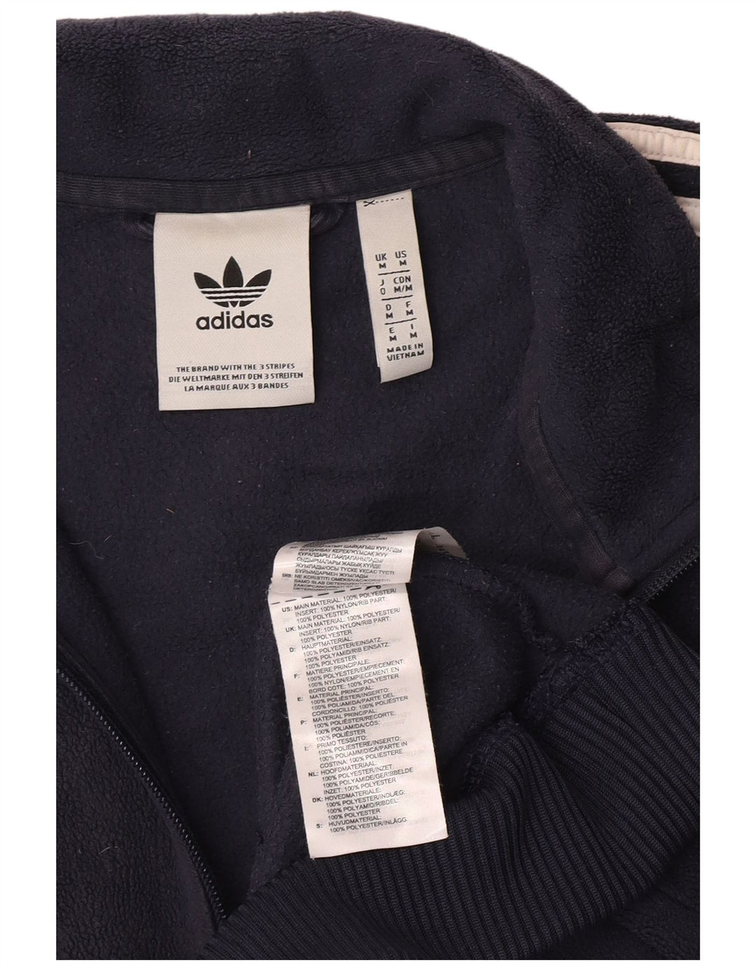 Adidas Pull polaire à col zippé pour homme Bleu marine moyen Polyester colour block