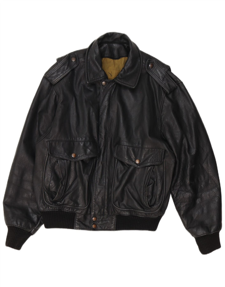 Forester Veste en cuir militaire pour homme IT 50 Large Noir