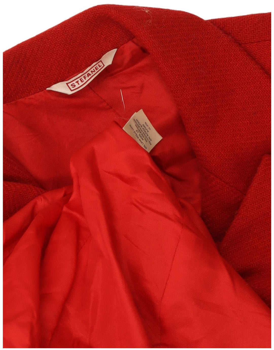 Stefanel Veste Blazer 3 Boutons Femme UK 14 Laine Rouge Moyen
