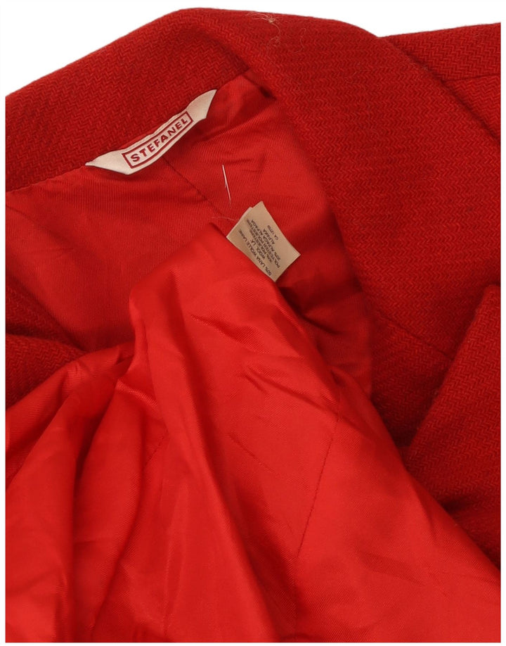 Stefanel Veste Blazer 3 Boutons Femme UK 14 Laine Rouge Moyen