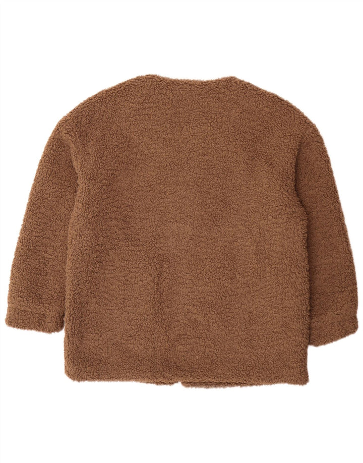 Zara Womens Teddy Bear Veste polaire surdimensionnée UK 6 XS Marron Polyester