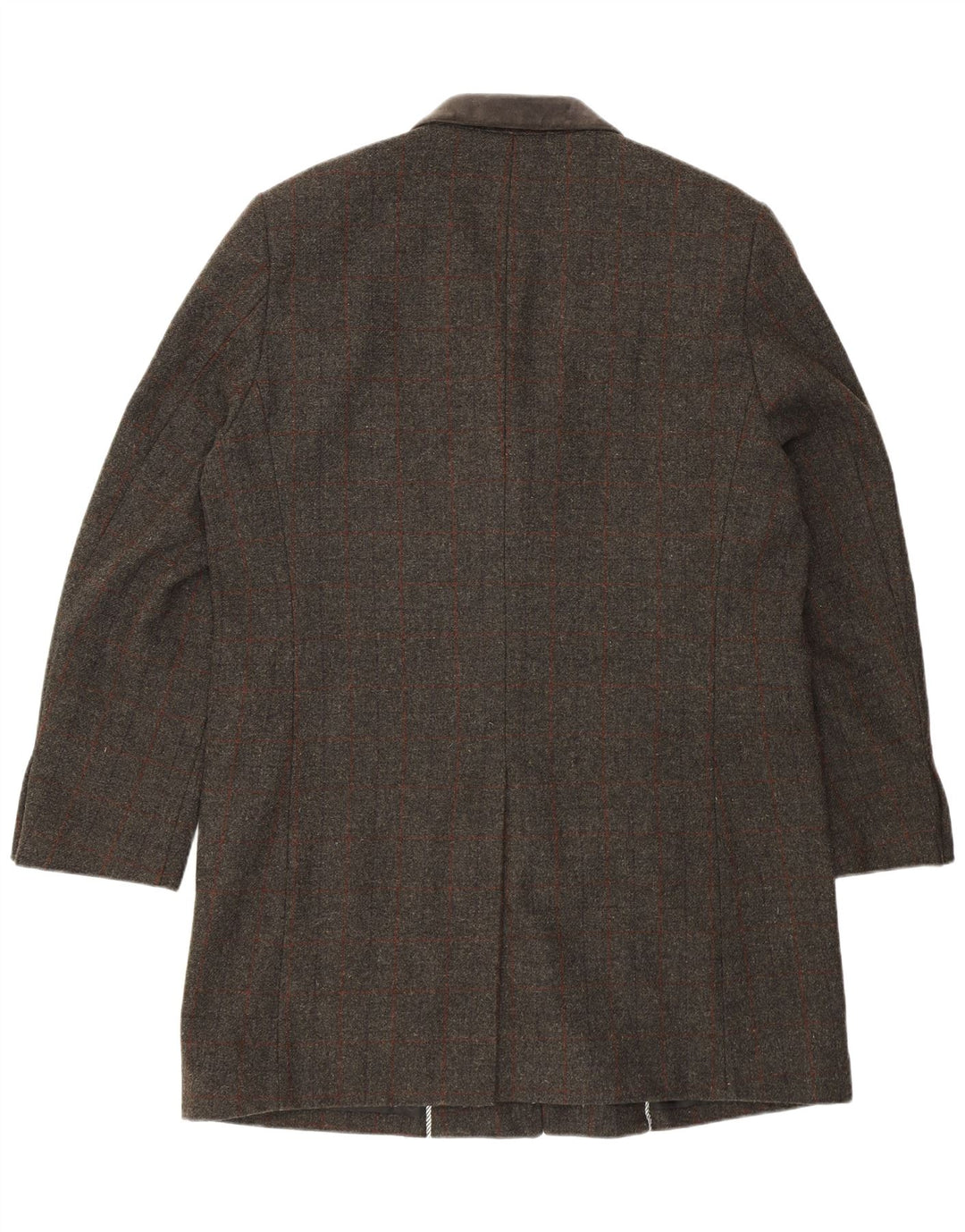 VINTAGE Veste blazer longue à 3 boutons pour homme UK 46 3XL Gris à carreaux