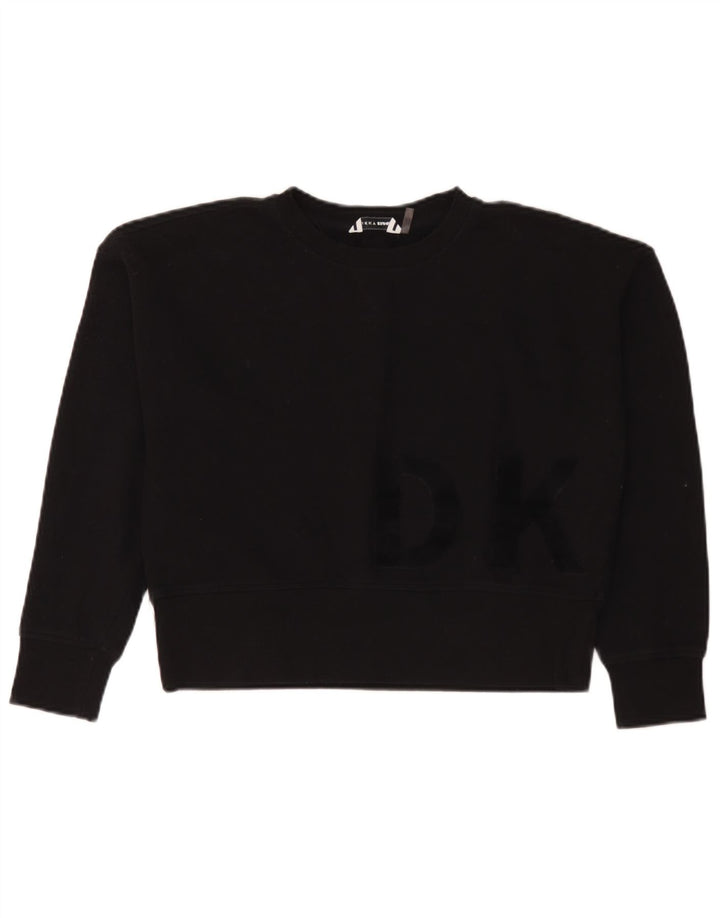 Dkny Sweat-shirt court surdimensionné pour femme UK 10 Petit Noir