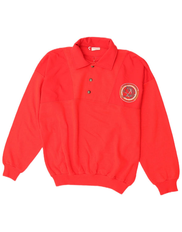 vintage Mens Polo Neck Sweatshirt Jumper XL Coton Rouge