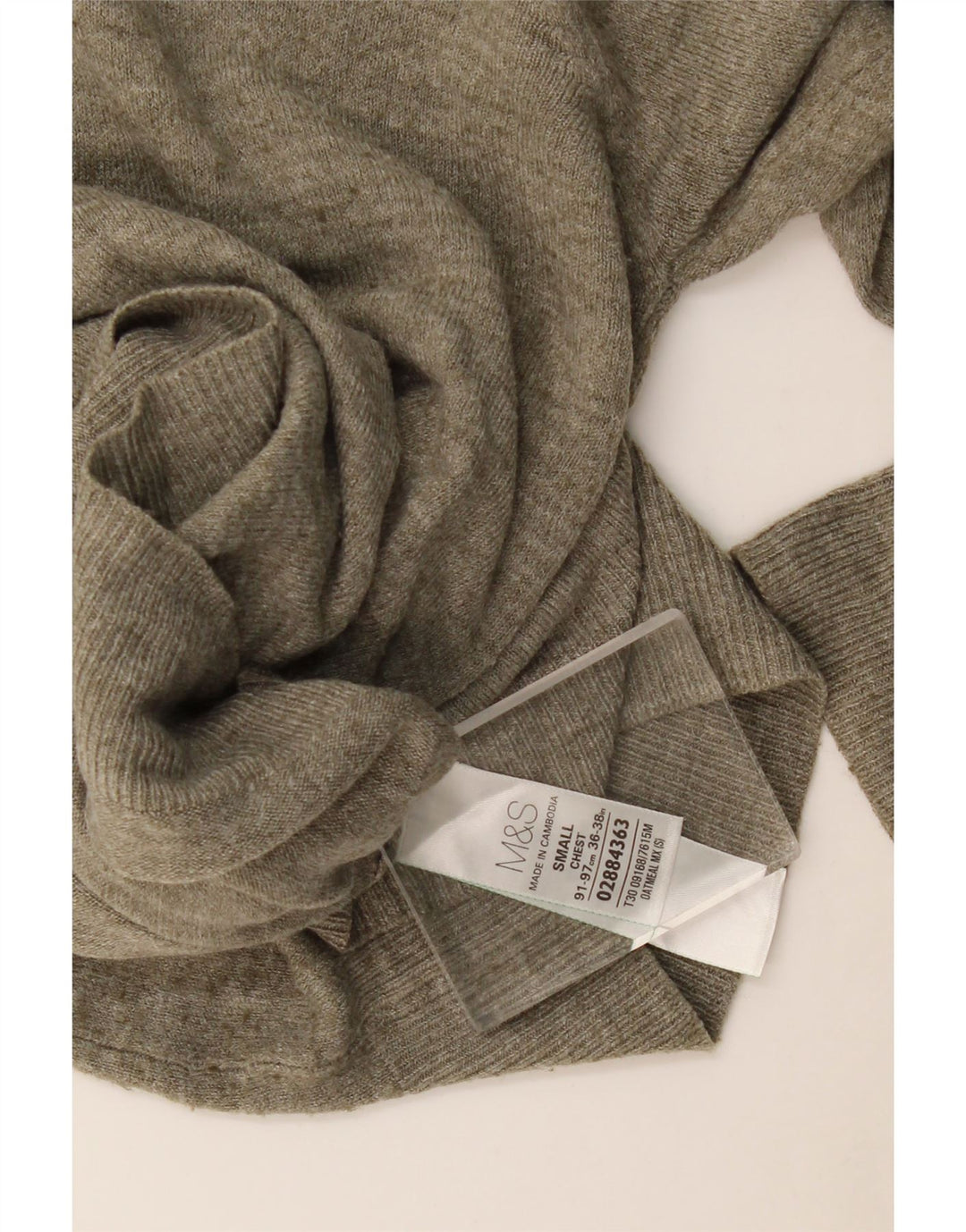 Marks & Spencer Pull col V pour homme Petit Kaki Moucheté Acrylique