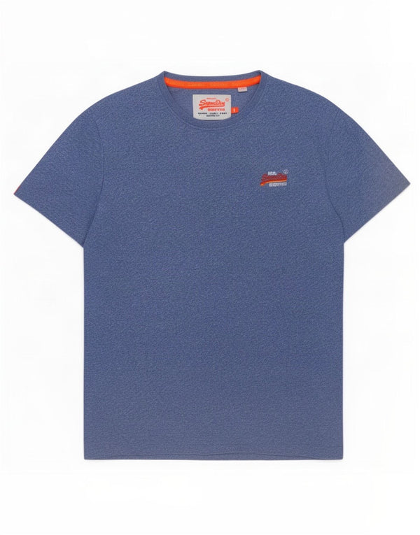 Superdry Homme T-Shirt Top Large Bleu Moucheté