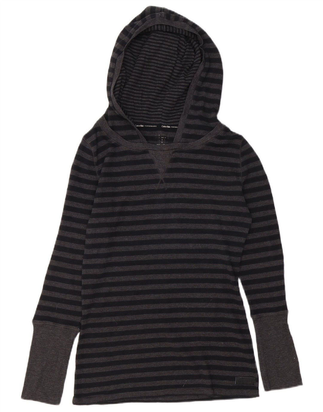 Calvin Klein Haut à capuche à manches longues pour femme UK 12 Coton rayé gris moyen