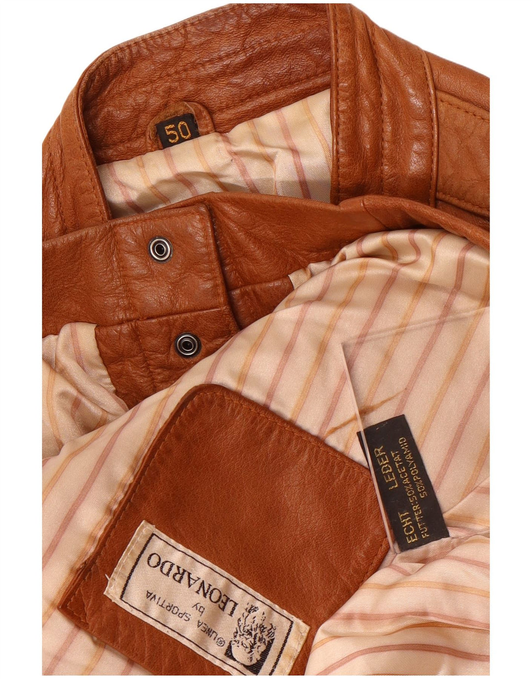 Leonardo Gilet en cuir militaire pour homme EU 50 Grand cuir marron
