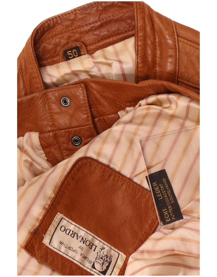 Leonardo Gilet en cuir militaire pour homme EU 50 Grand cuir marron