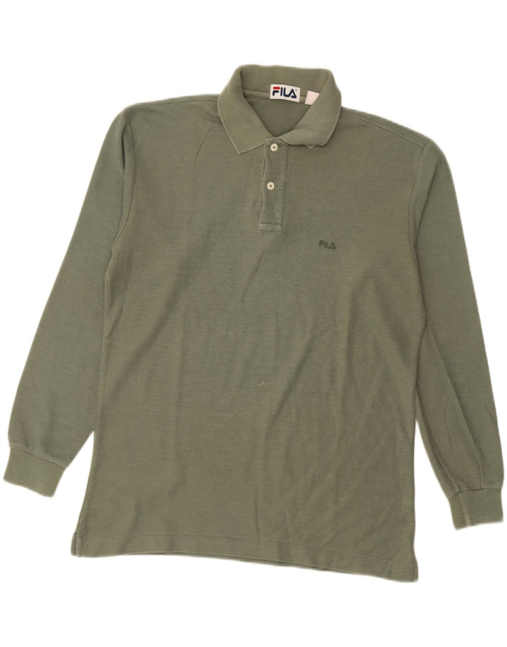 Fila Polo à manches longues homme IT 48 coton vert moyen