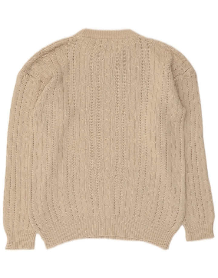 Uno Due Pull à col rond pour homme Petit coton beige