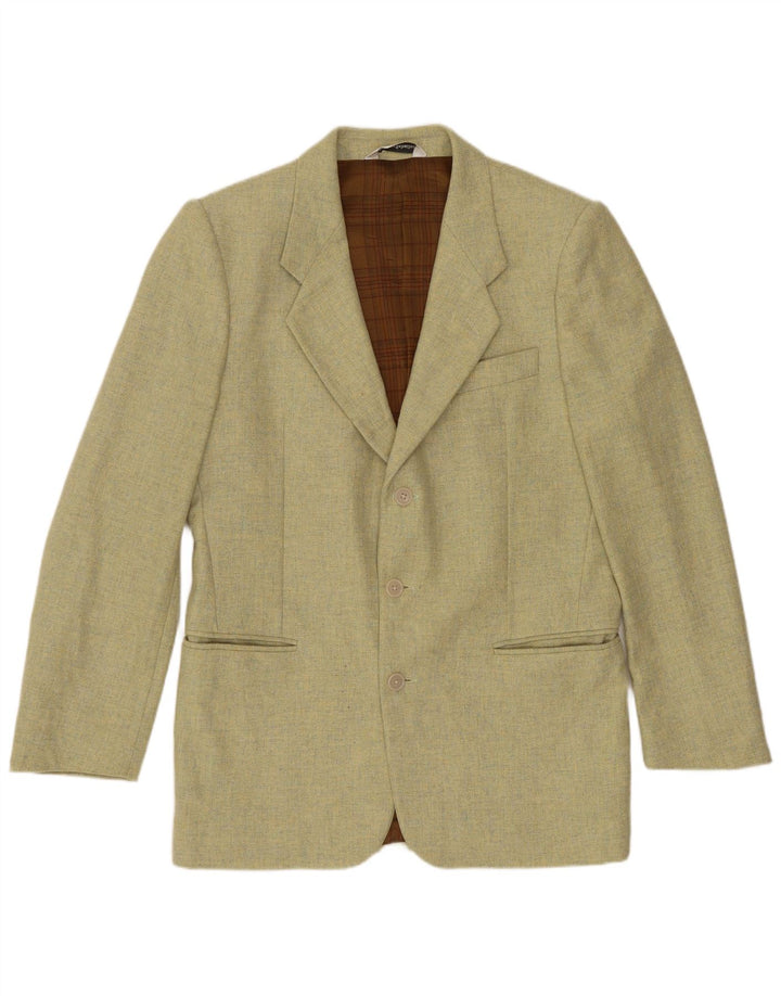 VINTAGE Veste Blazer 3 Boutons Homme IT 46 Petite Laine Verte