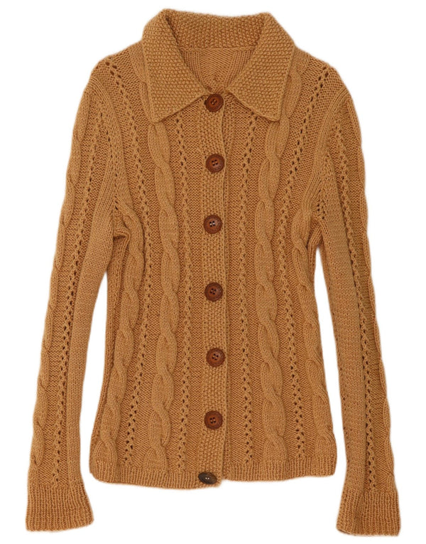 vintage Femme Cardigan Pull UK 10 Petit Beige