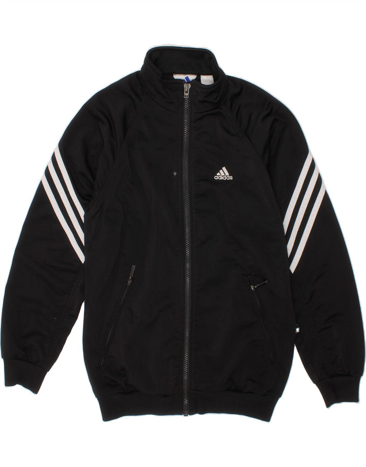 ADIDAS Boys Tracksuit Top Jacket 9-10 Years Black Polyester Sports Vintage Adidas and Second-Hand Adidas from Messina Hembry 