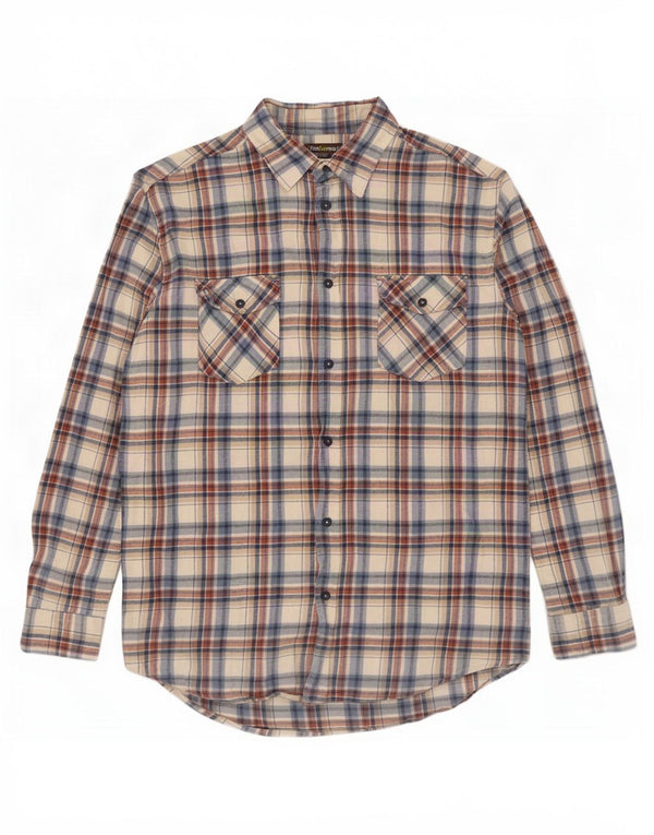 Atlas For Men Chemise en flanelle pour homme à carreaux beige moyen