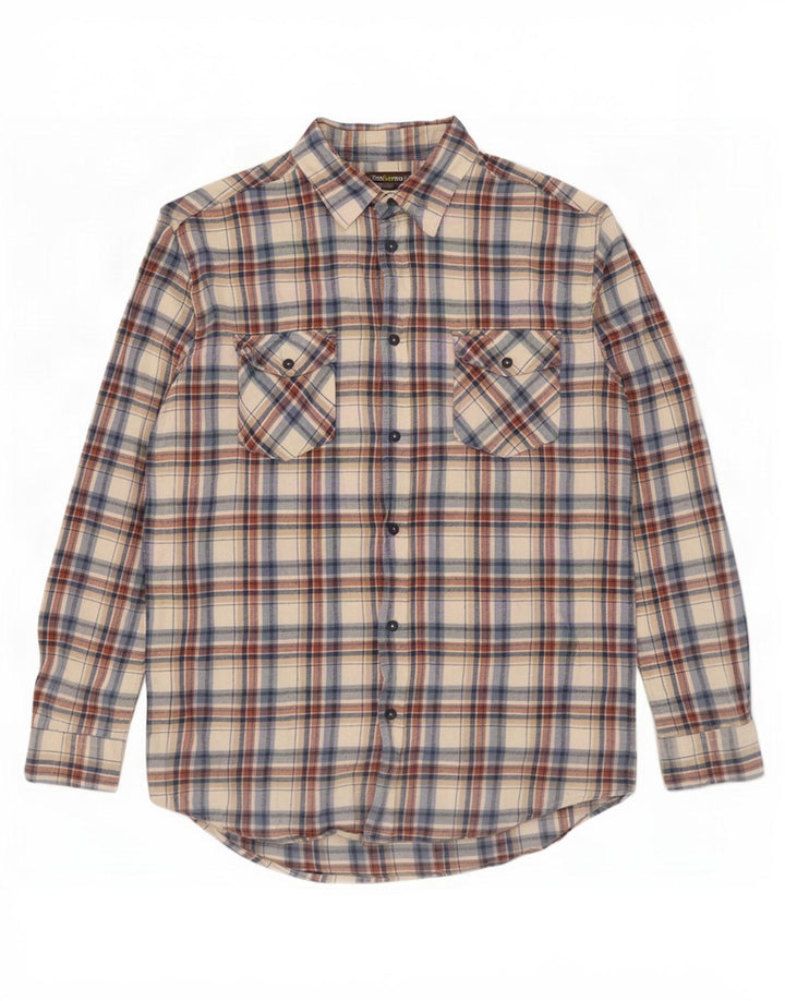 Atlas For Men Chemise en flanelle pour homme à carreaux beige moyen