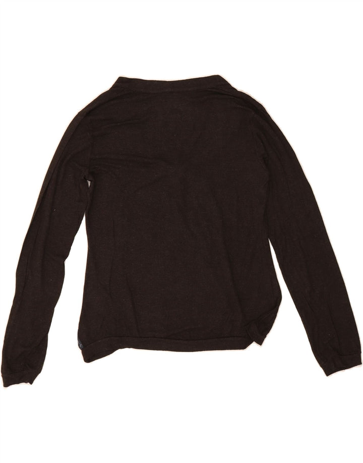 ARMANI JEANS Womens Top Long Sleeve UK 14 Large Black Viscose Vintage Armani Jeans and Second-Hand Armani Jeans from Messina Hembry 