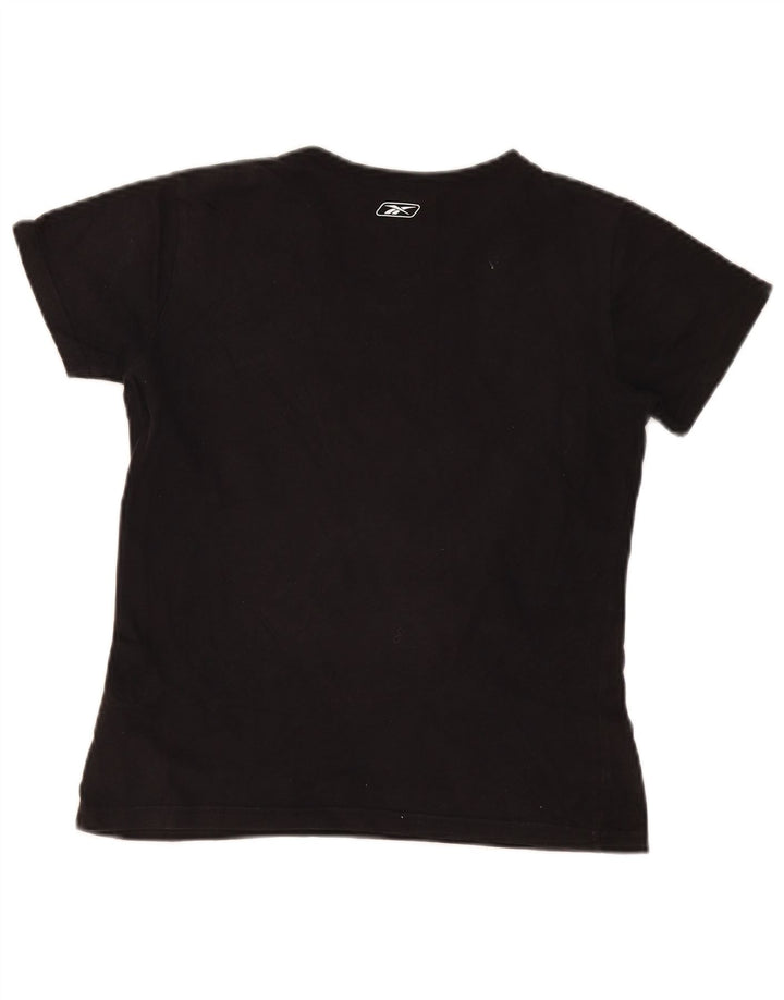 Reebok T-Shirt Femme Top UK 12 Coton Noir Moyen