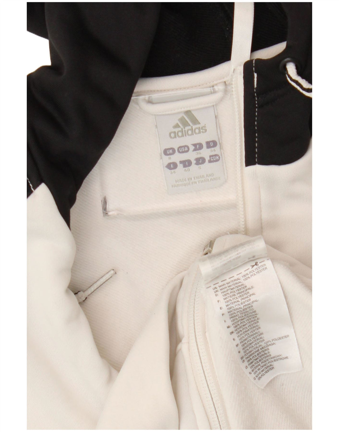 Adidas Pull à capuche zippé pour femme UK 8 Petit Polyester Colorblock Blanc
