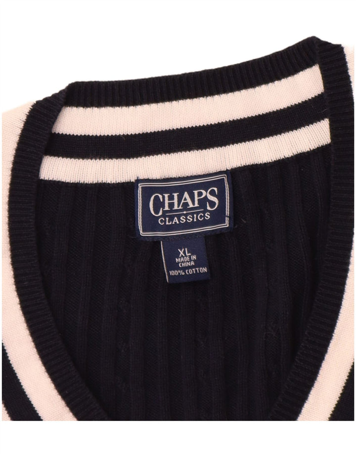 CHAPS Pull classique à manches 3/4 et col en V pour femme UK 18 XL Bleu marine