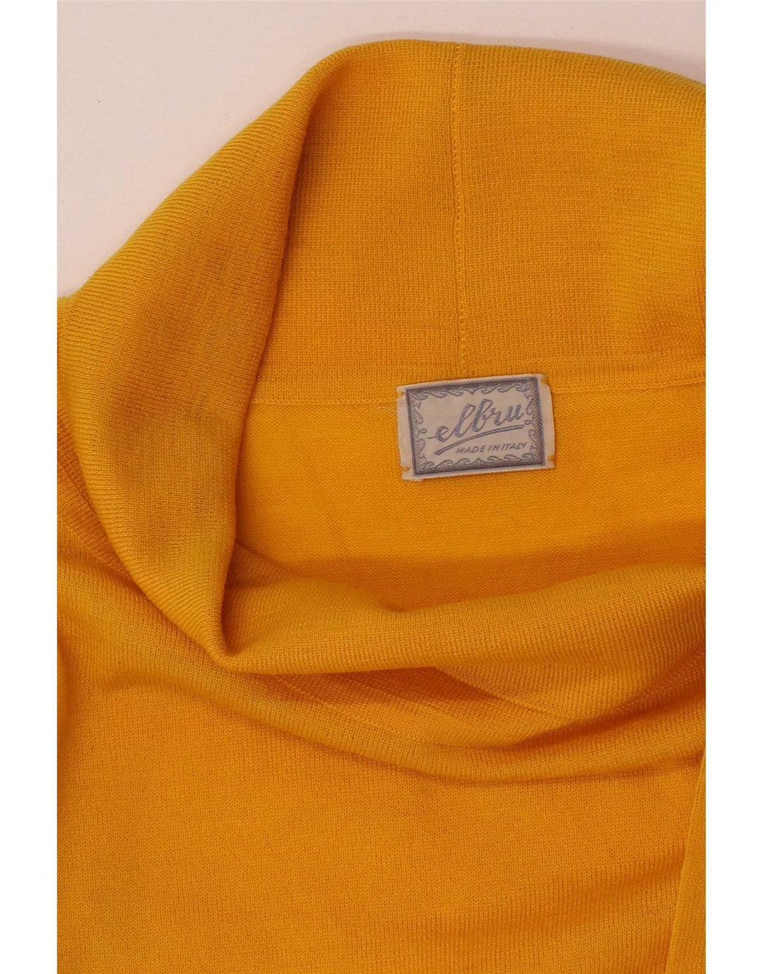 vintage Femmes Roll Neck Top 3/4 Manches UK 14 Jaune Moyen