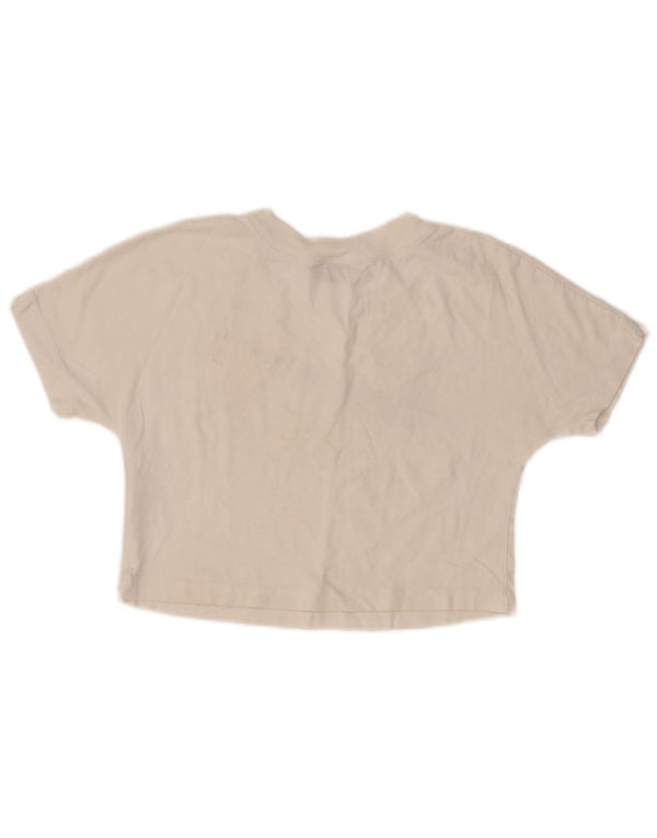 Nike Womens Crop Graphic T-Shirt Top UK 6 XS Blanc Coton