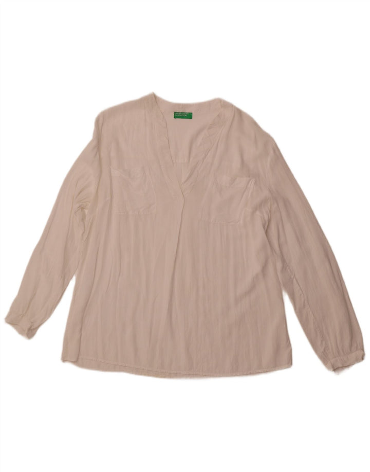 BENETTON Chemisier à manches longues pour femme UK 18 XL Blanc