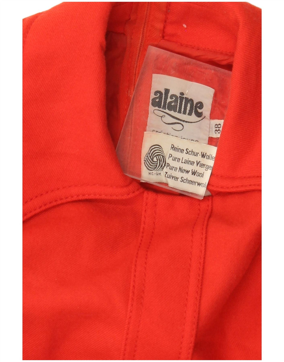 VINTAGE Robe trapèze à manches longues pour femmes EU 38 Laine neuve rouge moyen