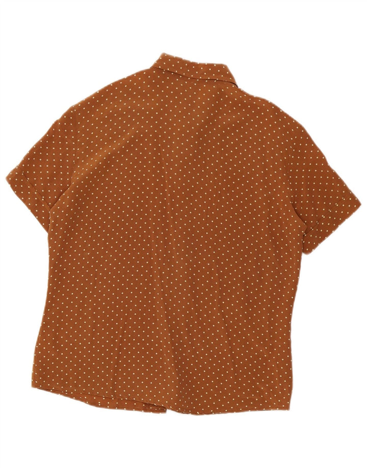 Benetton Femme Chemisier IT 46 Large Marron Taché De Soie