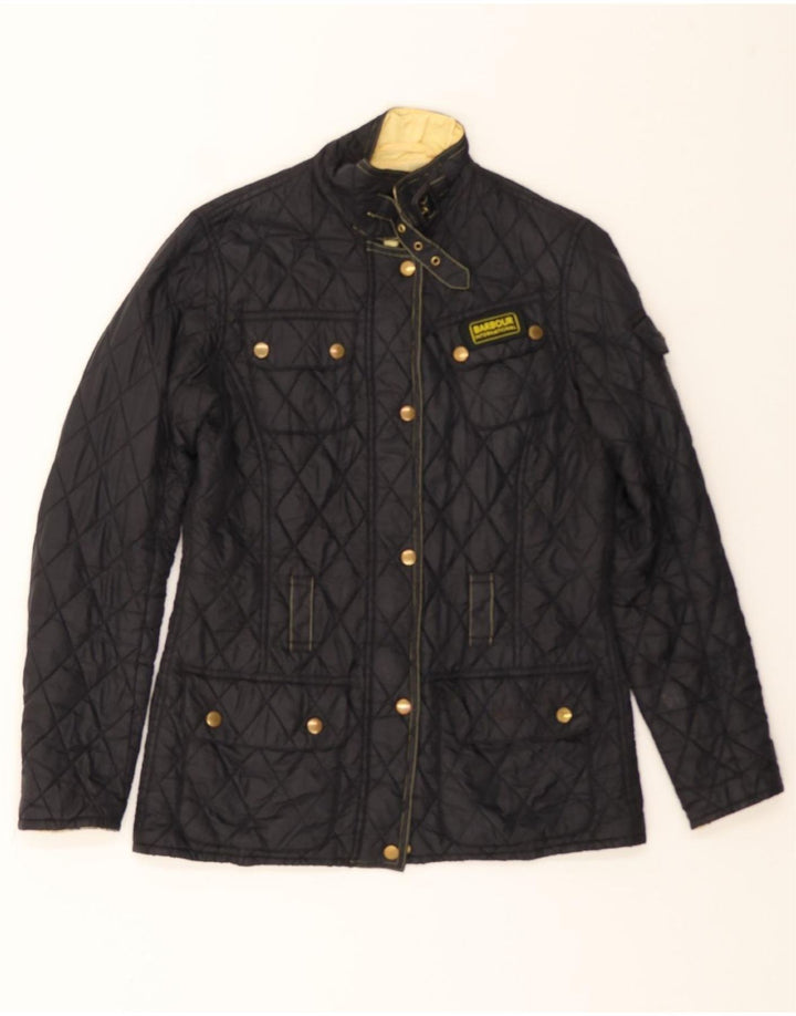 BARBOUR Womens Quilted Jacket UK 10 Small Black Polyester Vintage Barbour and Second-Hand Barbour from Messina Hembry 