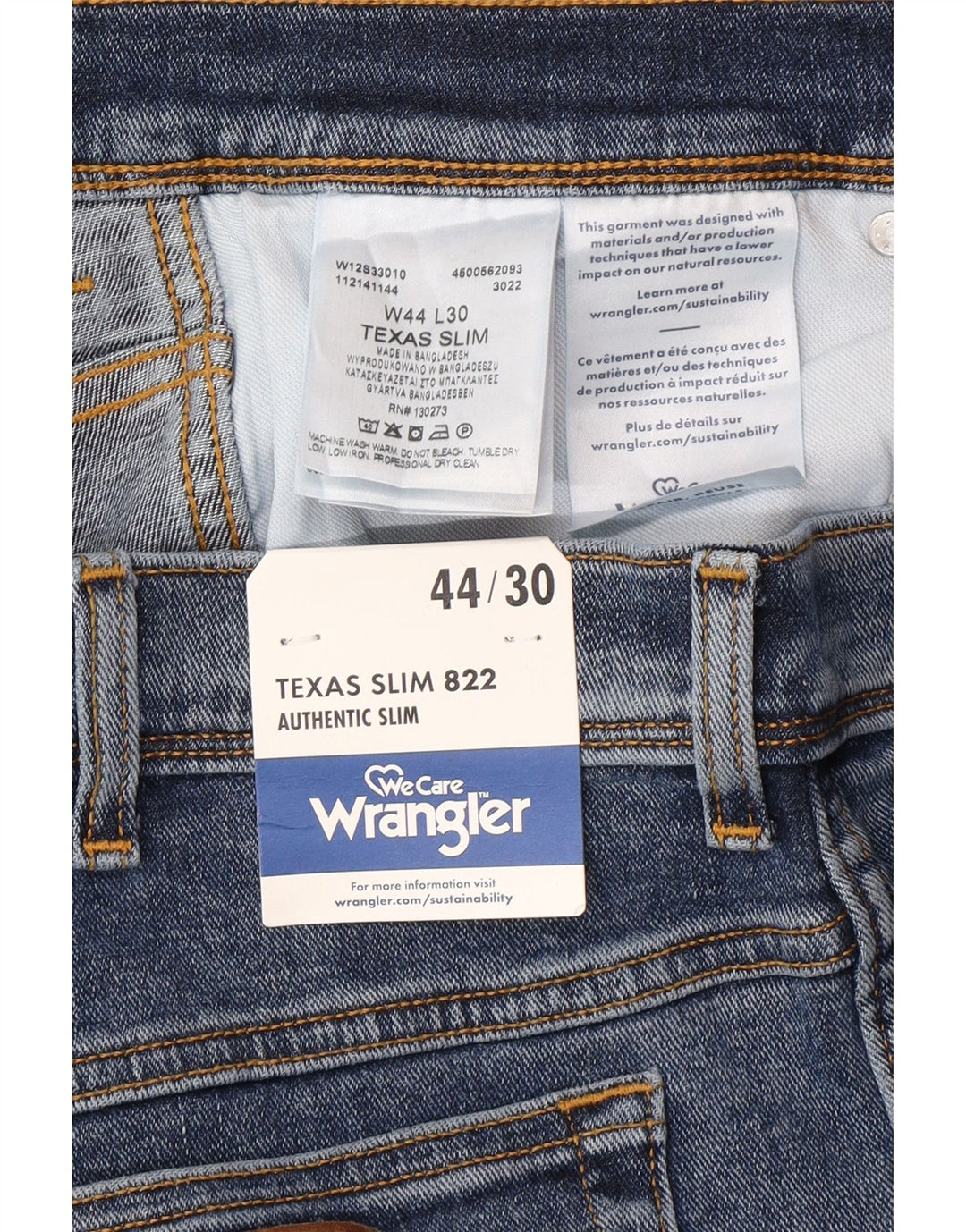 WRANGLER Jean Slim Texas Homme W44 L30 Bleu Coton
