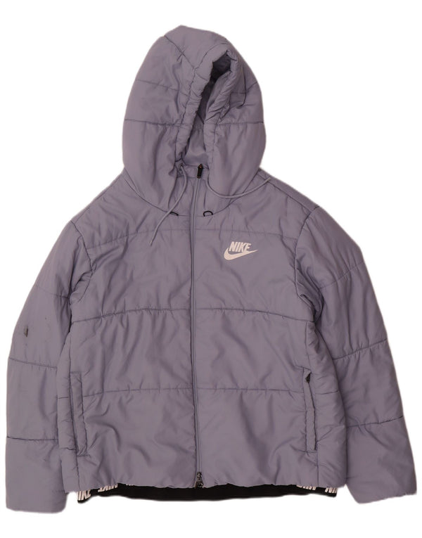 NIKE Veste matelassée à capuche graphique pour femme UK 18 XL Bleu Polyester