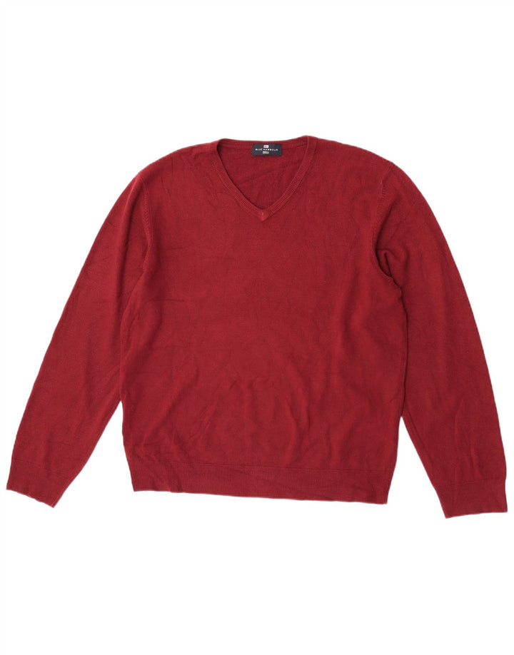 Marks & Spencer Pull col V pour homme en acrylique rouge Taille L