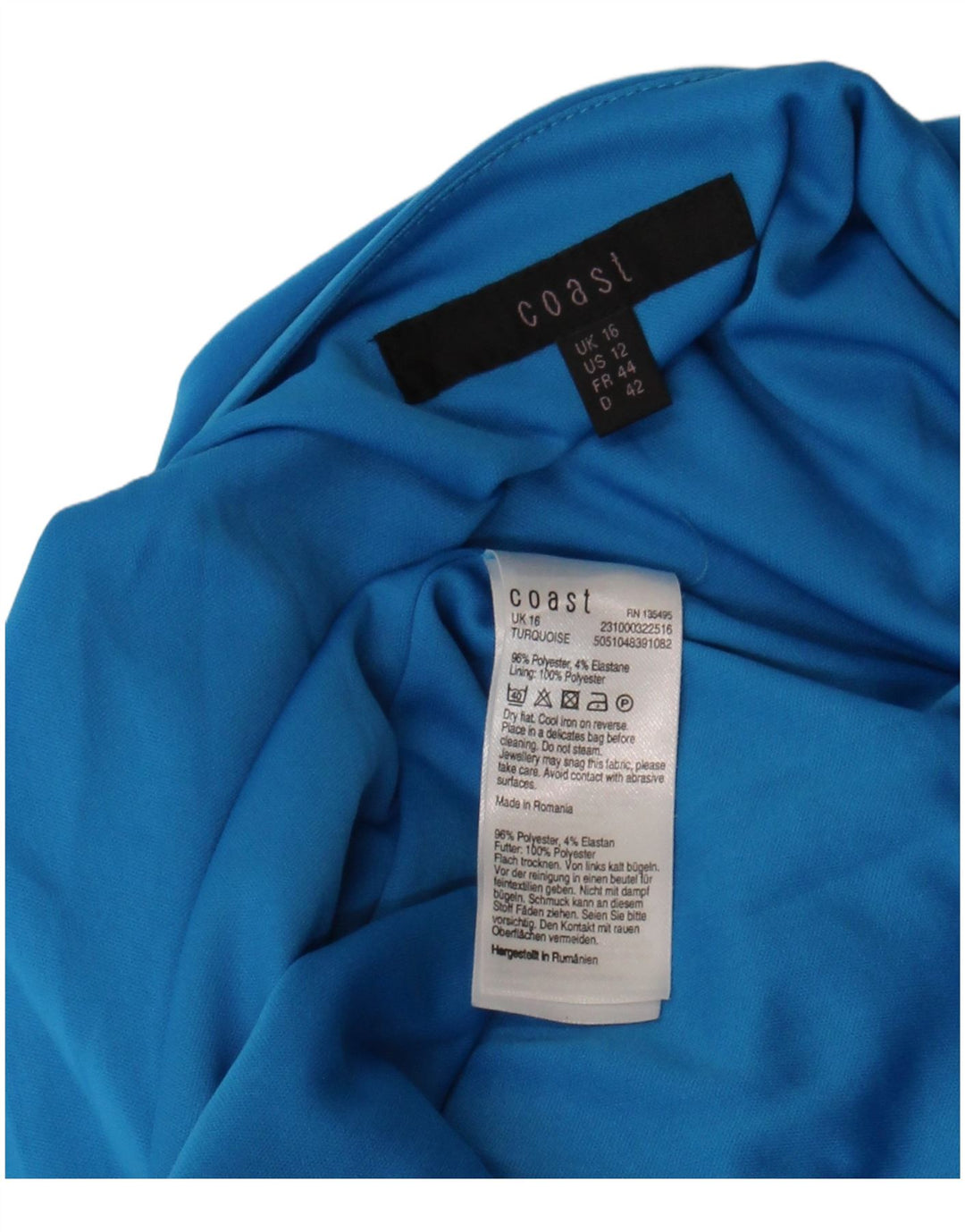 Coast Robe longue sans manches pour femme UK 46 Grand Bleu Polyester