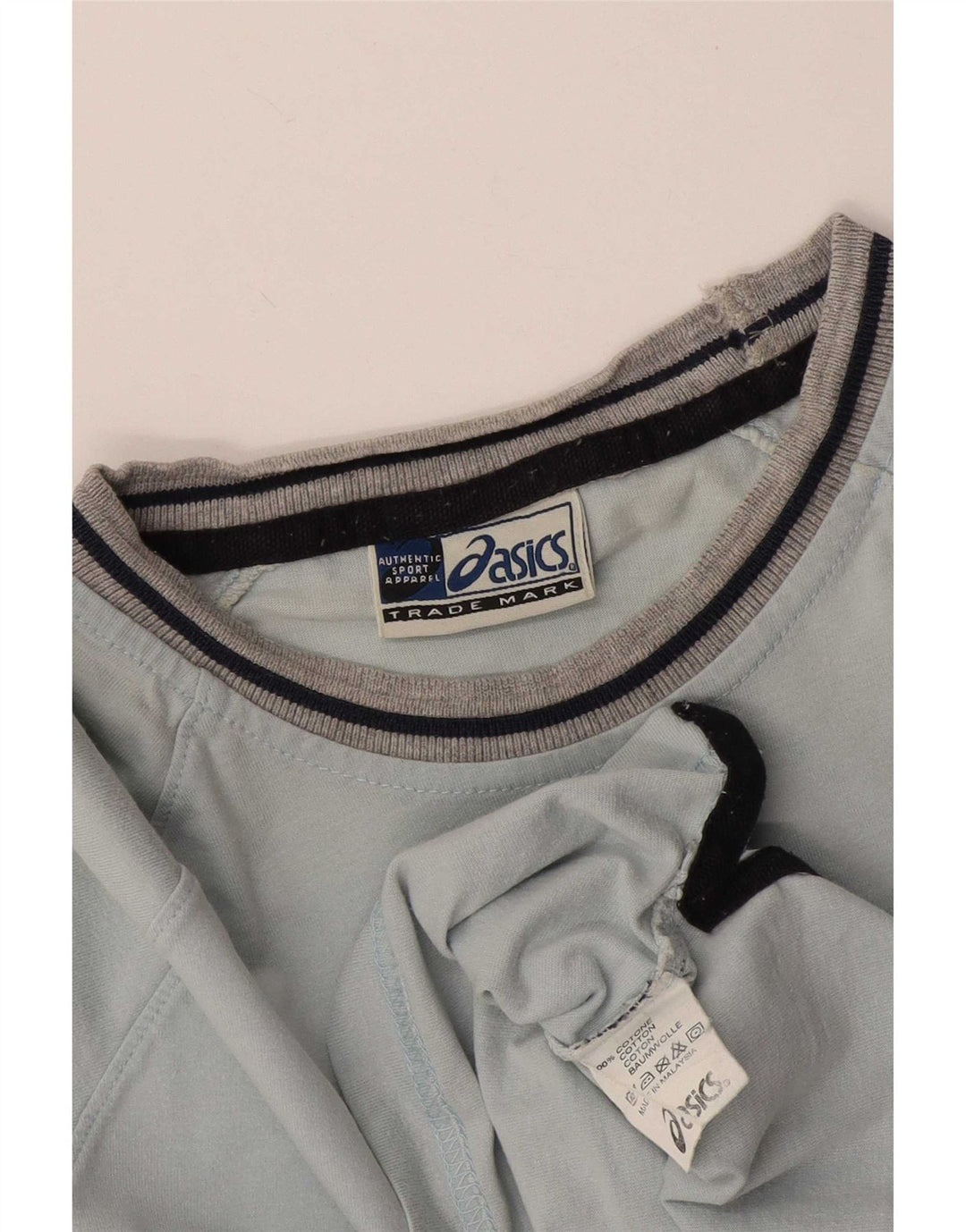Asics T-Shirt Homme Haut Petit Bleu Rayé Coton