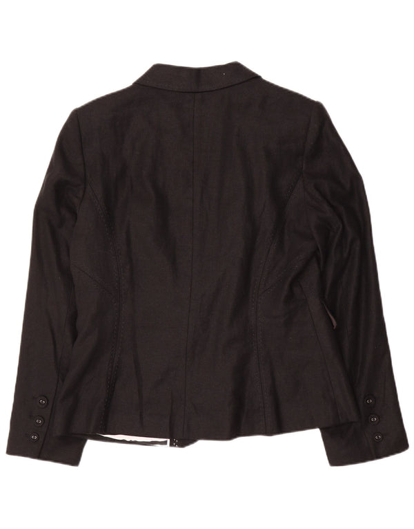 Marks & Spencer Veste blazer à 3 boutons pour femme UK 14 Lin noir moyen
