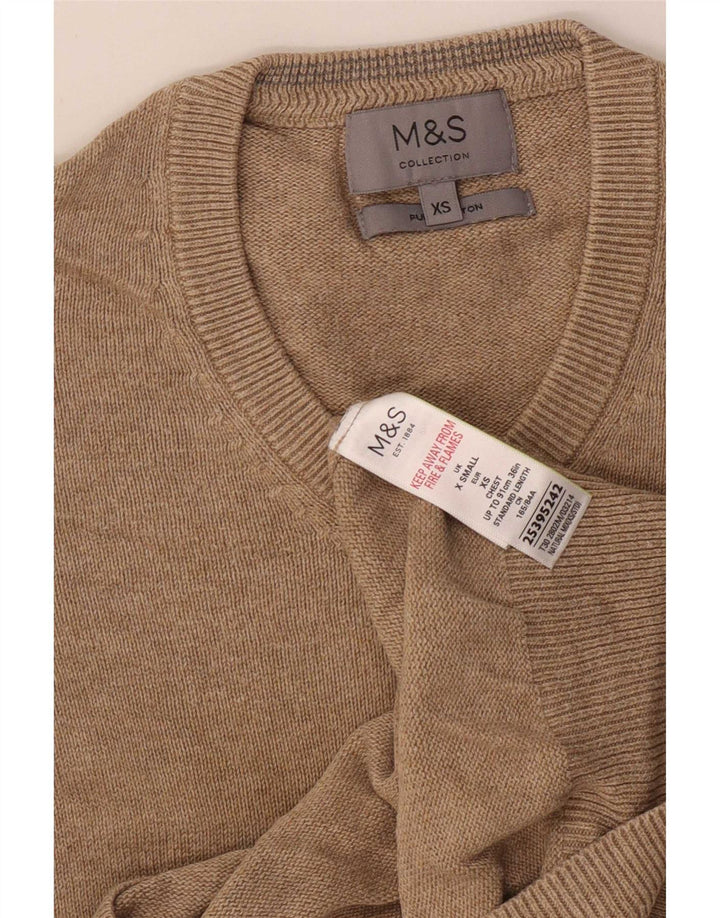 Marks & Spencer Pull col V pour homme XS en coton beige