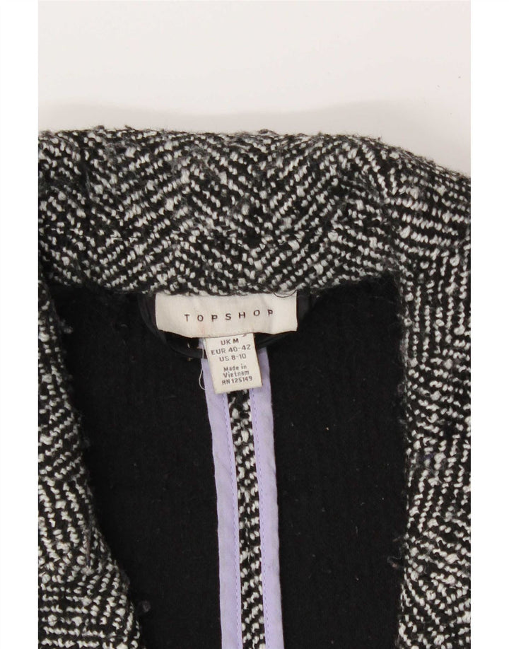 Topshop Manteau croisé surdimensionné pour femme UK 14 Gris moyen à chevrons